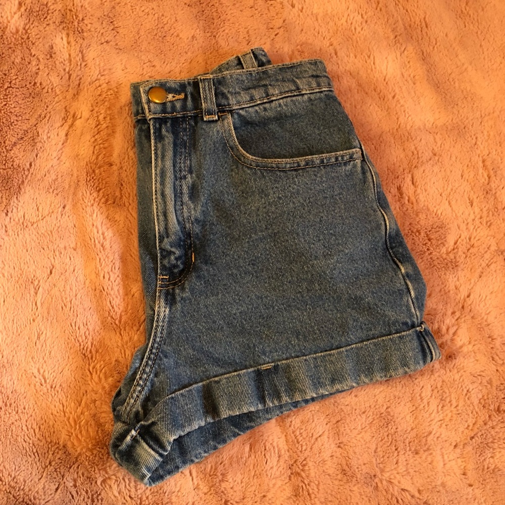 American apparel high waisted denim shorts 28